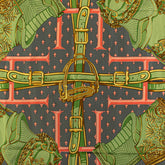 エルメス カレ90 SELLES A HOUSSE カバーへの腰かけ スカーフ グレー マルチカラー シルク レディース HERMES 【中古】